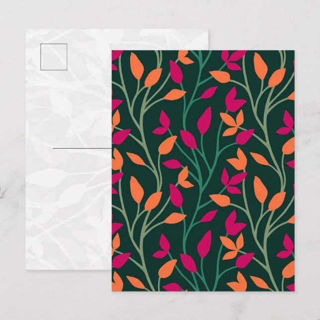Botaniska mörkgröna blad Elegant konst Vykort (Fram/baksida)