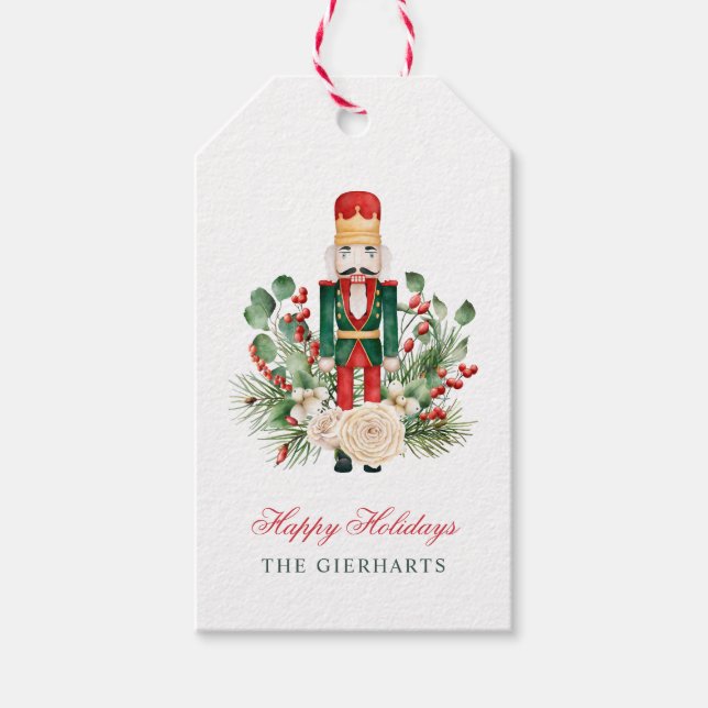 Botaniska Nutcracker Glad helg jul Presentetikett (Framsidan)