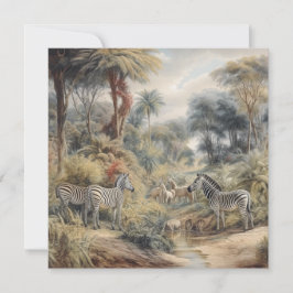 Botaniska områden med zebror och lejon i oasis