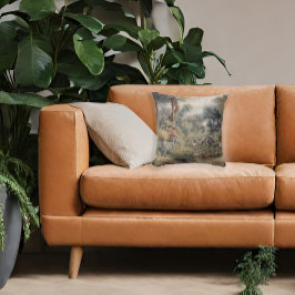 Botaniska områden med zebror och lejon i oasis kudde