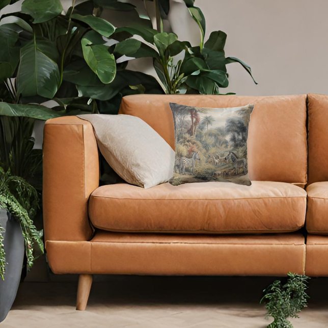 Botaniska områden med zebror och lejon i oasis kudde (Skapare uppladdad)