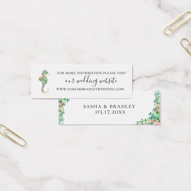 Botaniska ön Seahorse Bröllop webbplats Litet Visitkort (Kontor)