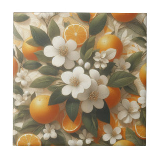 botaniska orangar av blommor kakelplatta