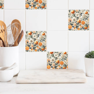 botaniska orangar av blommor kakelplatta
