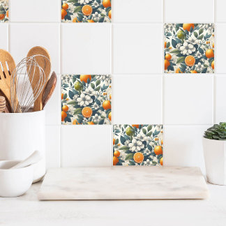 botaniska orangar av blommor kakelplatta