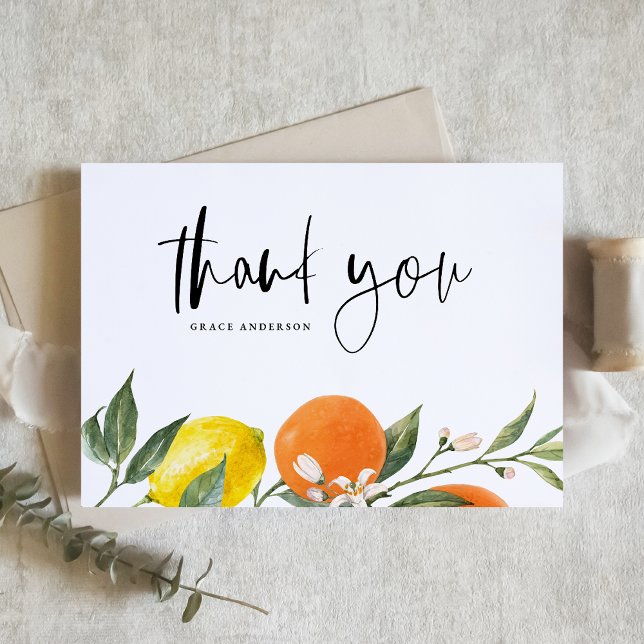 Botaniska Orangar och citroner Citrus Studenten Tack Kort (Botanical Oranges and Lemons Citrus Graduation Thank You Card)