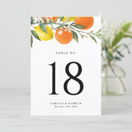Botaniska Orangar och Lemons Bröllop Bordsnummer