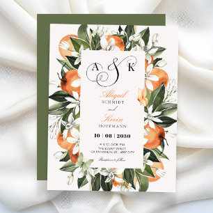 Botaniska orange blad vattenfärg bröllop inbjudningar