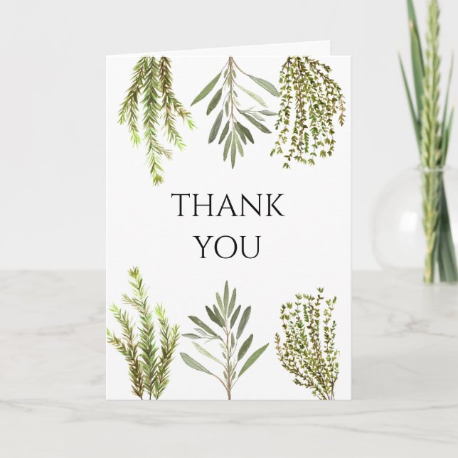 Botaniska Örter Lemons Watercolor Tack Inbjudan (Framsida)