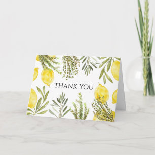 Botaniska Örter Lemons Watercolor Tack Inbjudan