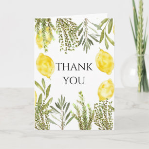 Botaniska Örter Lemons Watercolor Tack Inbjudan