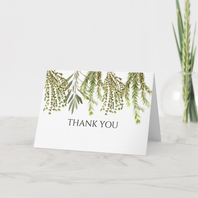Botaniska Örter Rosemary Watercolor Tack Inbjudan (Framsida)