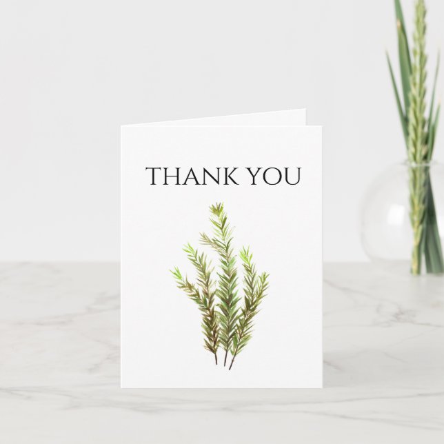 Botaniska Örter Rosemary Watercolor Tack Inbjudan (Framsida)