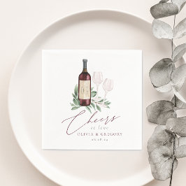 Botaniska ost i Watercolor Red Vin till Kärlek Pappersservett
