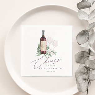 Botaniska ost i Watercolor Red Vin till Kärlek Pappersservett