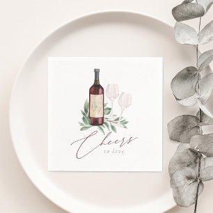 Botaniska ost i Watercolor Red Vin till Kärlek Pappersservett