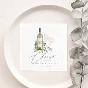 Botaniska ost i Watercolor White Vin till Kärlek Pappersservett