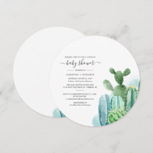 Botaniska Par Baby Shower Kaktus Script Växter Inbjudningar