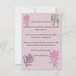 Botaniska peony Eucalyptus Baby Shower Tack Kort