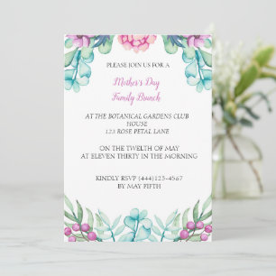 Botaniska Peony Mors dag Event Party Inbjudningar