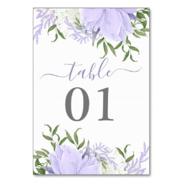 Botaniska Periwinkle Watercolor Bröllop Bordsnummer