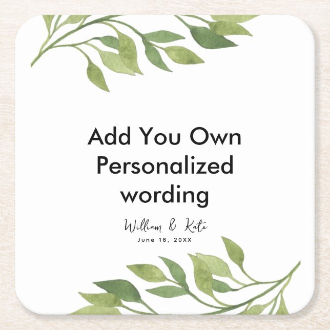 botaniska personligen löv stil underlägg papper kvadrat (Framsidan)