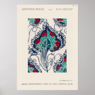 Botaniska pochoir mönster i Art nouveau Poster