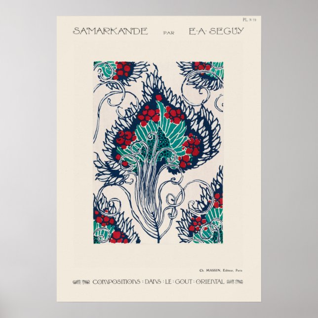 Botaniska pochoir mönster i Art nouveau Poster (Framsidan)
