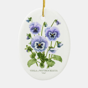 Botaniska purpurfärgade Pansies Julgransprydnad Keramik