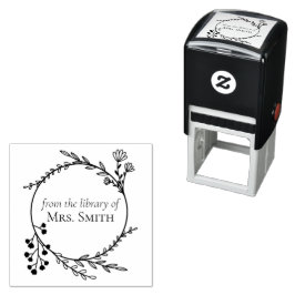 Botaniska Ram från Bibliotek Självfärgande Stämpel