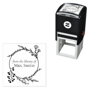 Botaniska Ram från Bibliotek Självfärgande Stämpel