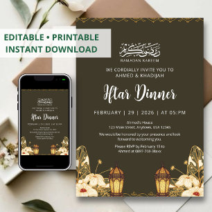 Botaniska Ramadan Iftar Blommiga Lykta Inbjudan