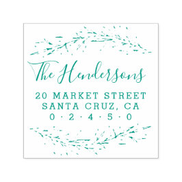 Botaniska Returadressen Namn i Rustic Script-famil Självfärgande Stämpel