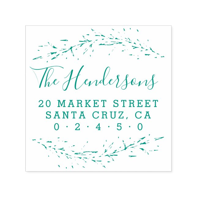 Botaniska Returadressen Namn i Rustic Script-famil Självfärgande Stämpel (Design)