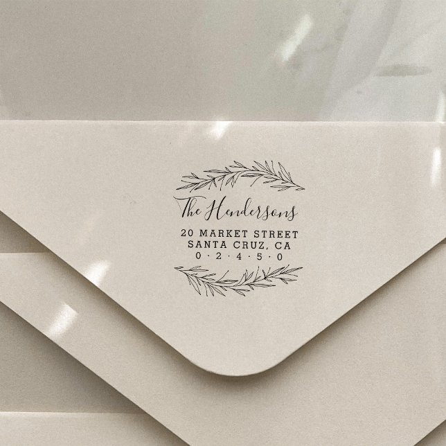 Botaniska Returadressen Namn i Rustic Script-famil Stämpel (Skapare uppladdad)