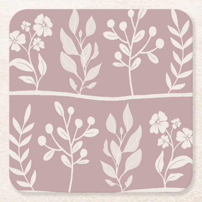 Botaniska Rhapsody XL 4 elfenbensbeige silhouette Underlägg Papper Kvadrat (Framsidan)