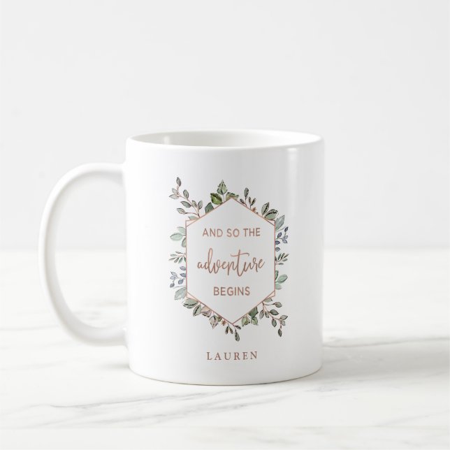Botaniska ro Guld | Äventyr börjar citat Kaffemugg (Vänster)