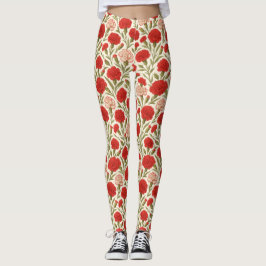 Botaniska rödnejlikans Blommigt Leggings