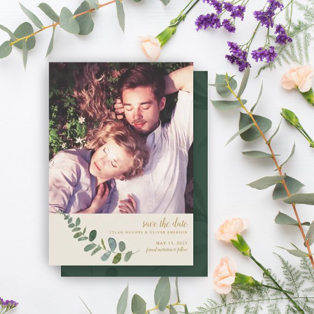 Botaniska Romantik | Enkel fotospara datum Meddelande (Skapare uppladdad)