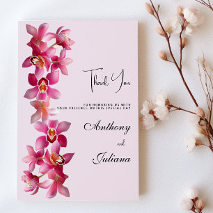 Botaniska rosa burgundy orchids Tack Inbjudningar
