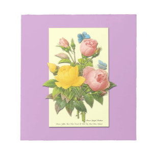Botaniska rosa gula rosor anteckningsblock