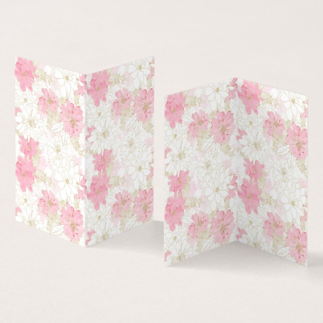 Botaniska Rosa Guld Flowers Visitkort (In- och utsida)