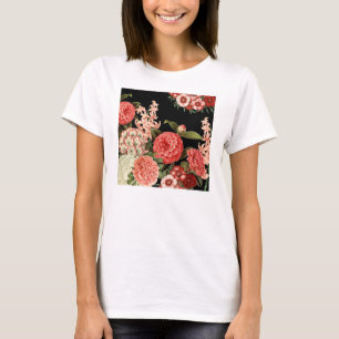 botaniska rosablommor för modern vintage tee shirt
