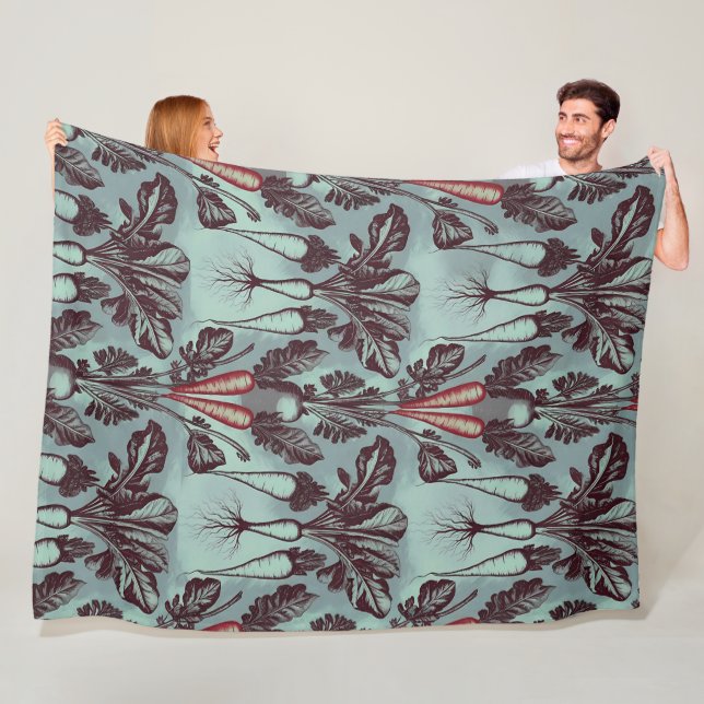 Botaniska rotgrönsaker Fleece Blanket - morot (På plats)