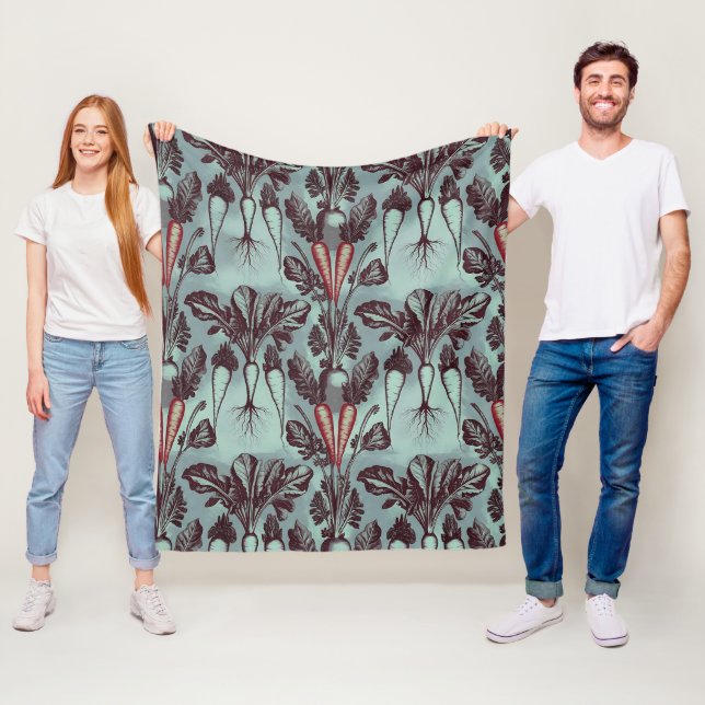 Botaniska rotgrönsaker Fleece Blanket - morot (På plats)