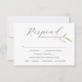 Botaniska RSVP-kort med måltidsval Rött OSA Kort