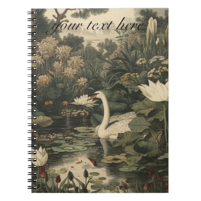 Botaniska scenen i ett vitt svan-anpassade anteckningsbok (Framsidan)