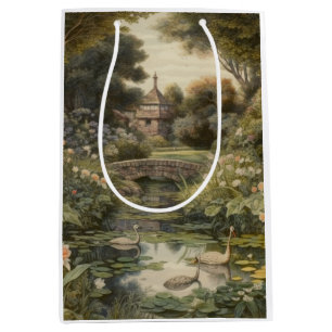 Botaniska scenen svanar i en engelsk trädgård