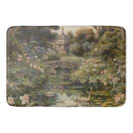 Botaniska scenen svanar i en engelsk trädgård badrumsmatta