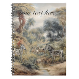 Botaniska scenen zebror och lejon anpassade anteckningsbok